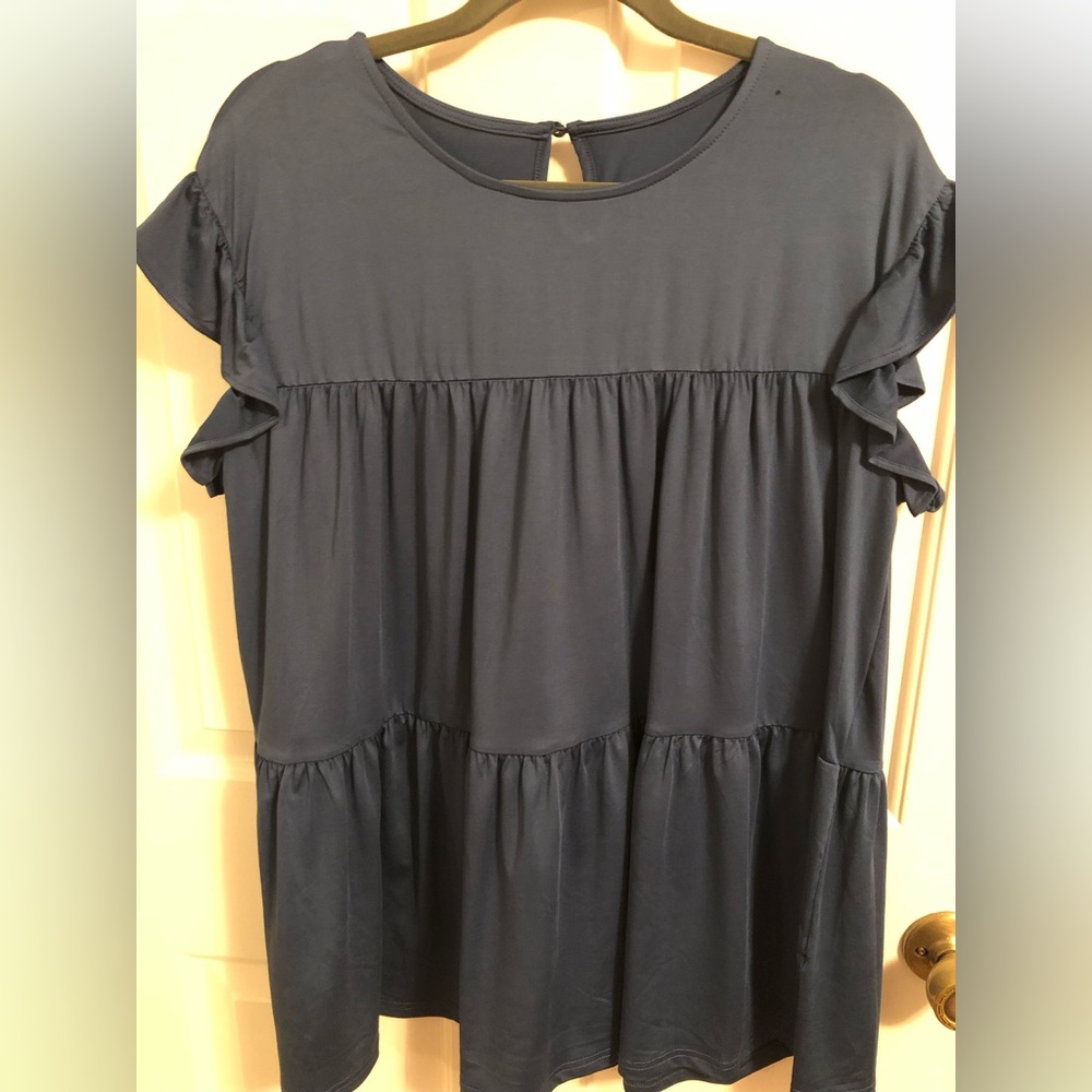 Blue Ruffled Top